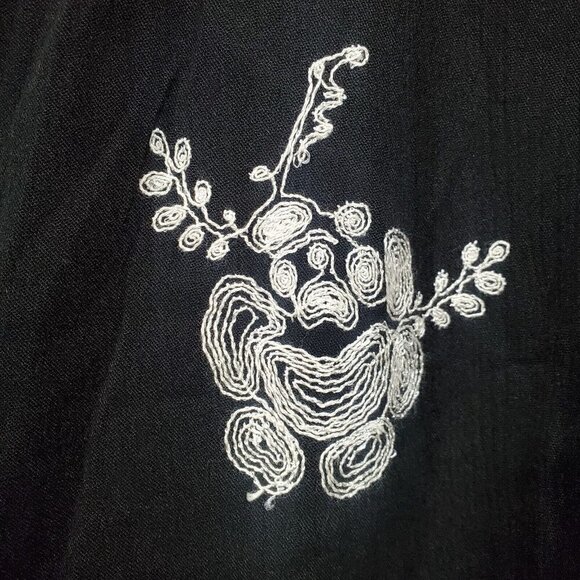 Altar'd State Womens Black Long-Sleeved A-Line Dress White Embroidered Boho Sz S - Picture 6 of 12